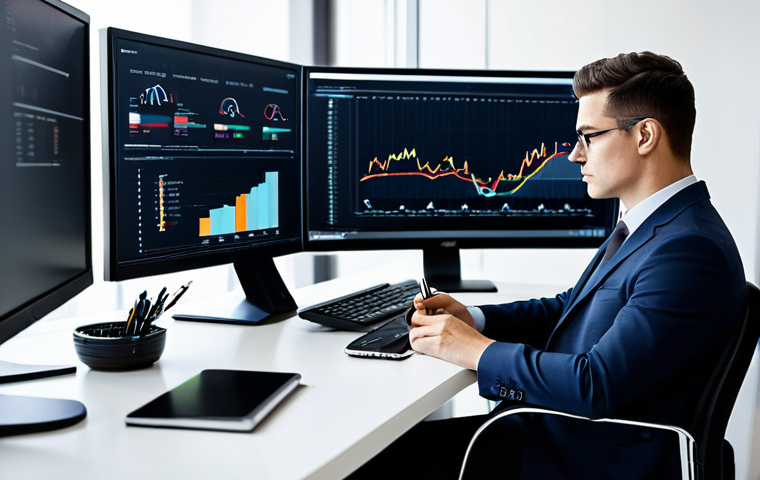 A focused professional data analyst, fully clothed in a modest, smart business suit, seated at a sleek desk in a modern, well-lit office. Multiple monitors display intricate data dashboards, charts, and graphs related to e-commerce metrics. The analyst holds a pen, deep in thought, surrounded by a clean, organized workspace. The atmosphere is quiet and intellectual, perfect anatomy, correct proportions, natural pose, well-formed hands, proper finger count, natural body proportions, professional photography, high resolution, soft studio lighting, safe for work, appropriate content, fully clothed, professional dress, family-friendly.