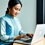 Successful Malaysian Online Business Owner**

"A professional Malaysian woman in a modest baju kurung, working on a laptop at a brightly lit desk in a modern Kuala Lumpur office, fully clothed, appropriate attire, safe for work, perfect anatomy, natural proportions, professional photography, high quality, family-friendly."

**