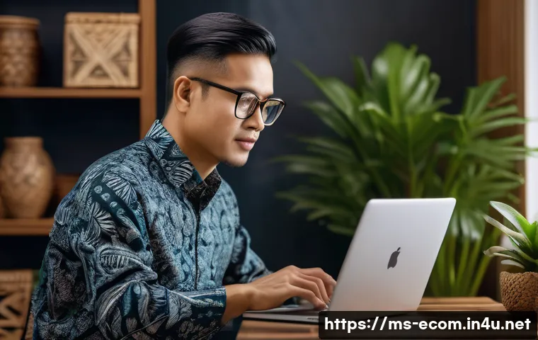 전자상거래 자격증과 실무 경험의 상호 보완성 - A modern Malaysian online entrepreneur working diligently in a cozy home office decorated with local...